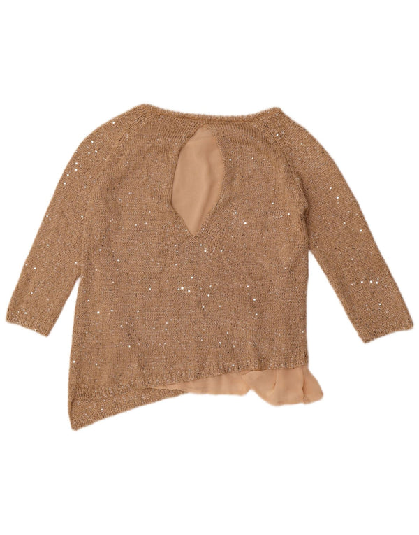 Maglione da donna Zara asimmetrico con scollo a barca UK 14 Beige medio screziato