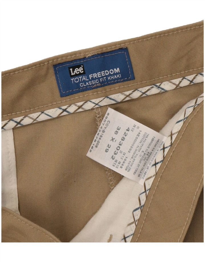 LEE Mens Total Freedom Classic Fit Chino Trousers W38 L29 Beige Polyester Vintage Lee and Second-Hand Lee from Messina Hembry 
