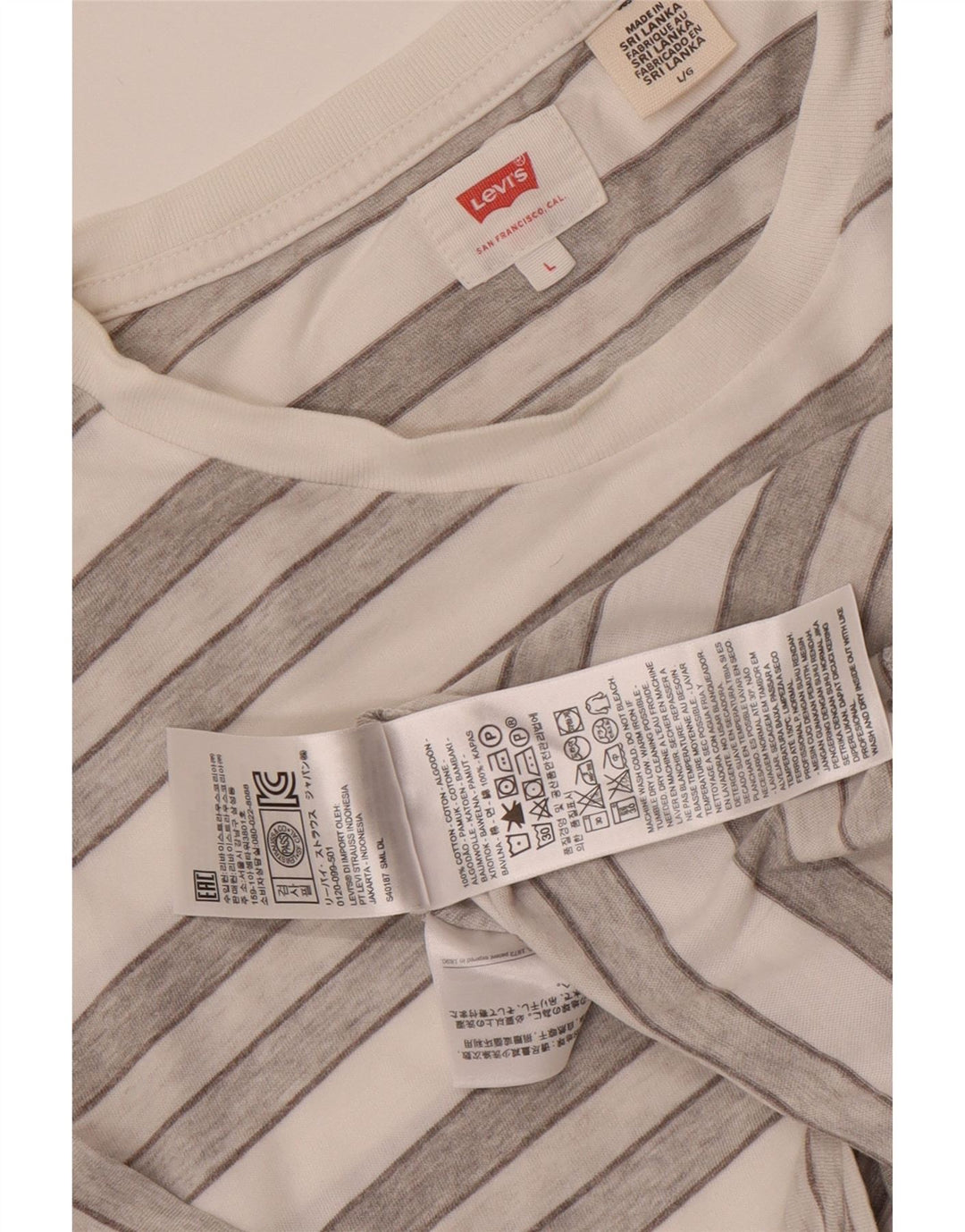 T-shirt da uomo Levi's Top grande in cotone a righe grigie