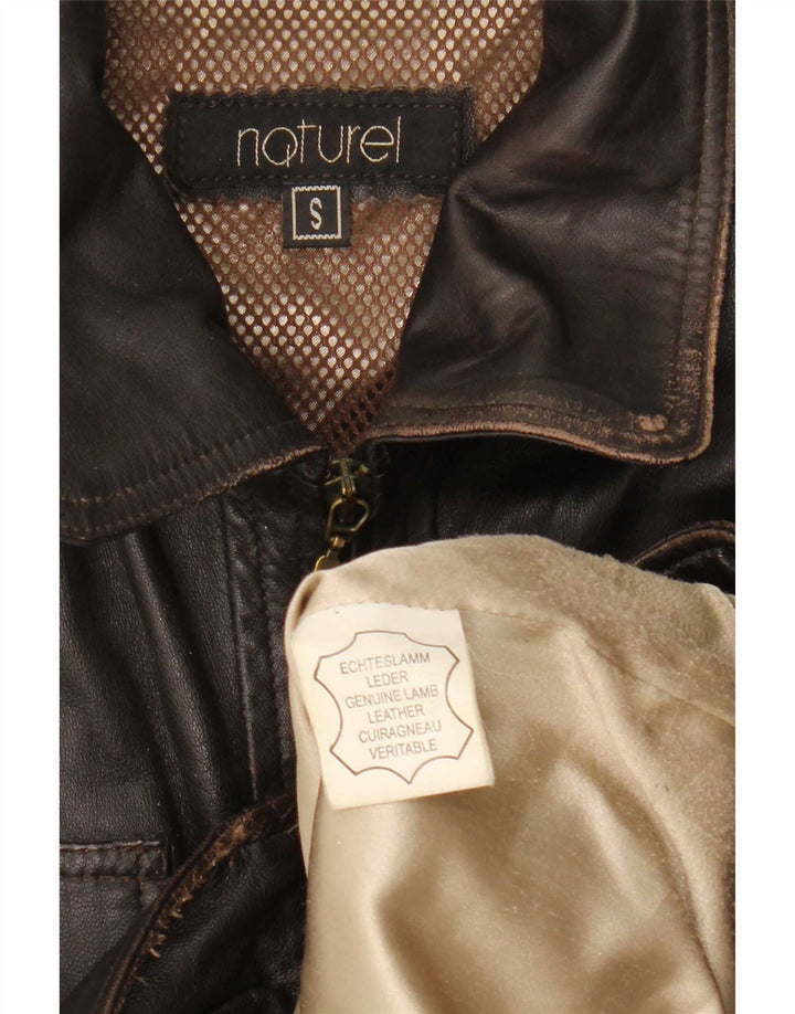 Giacca in pelle da uomo vintage UK 36 Small Marrone