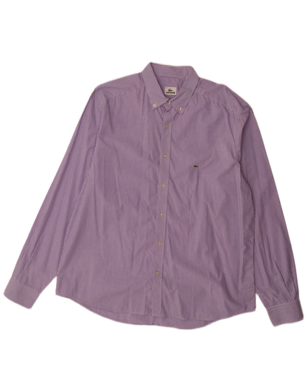 Camicia da uomo Lacoste taglia 45 XL cotone gessato viola