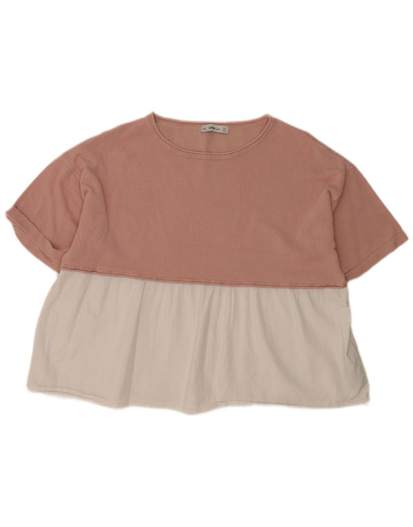 Blusa oversize da donna Zara Top UK 14 Viscosa color block rosa medio