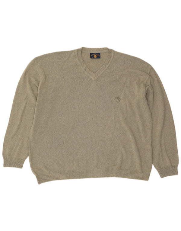Maglione da uomo con scollo a V Navigare XL in cotone kaki