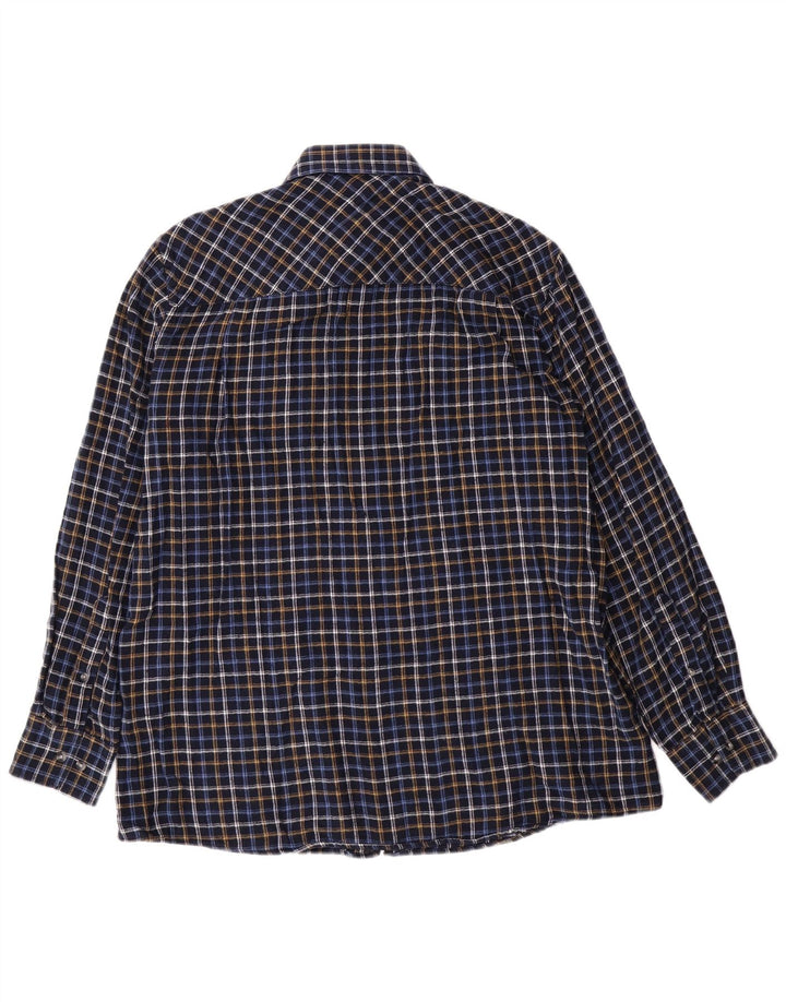 KINGFIELD Camicia da uomo in flanella grande cotone a quadri blu navy