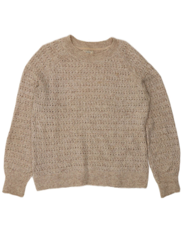 Maglione maglione oversize con scollo a barca da donna Fat Face UK 8 piccolo nylon beige