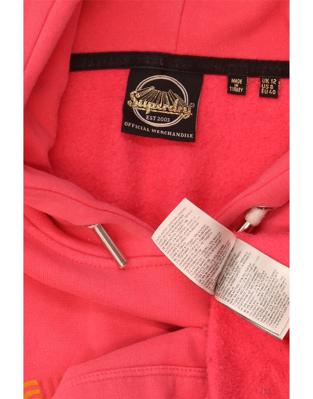 SUPERDRY Womens Oversized Graphic Hoodie Jumper UK 12 Medium  Red Cotton
