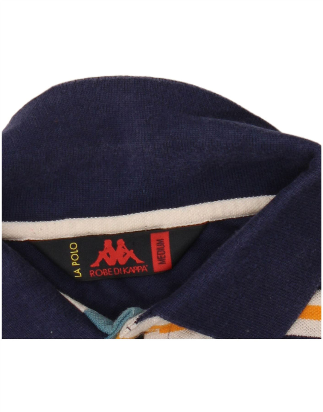 Polo Kappa da uomo a righe medie blu navy