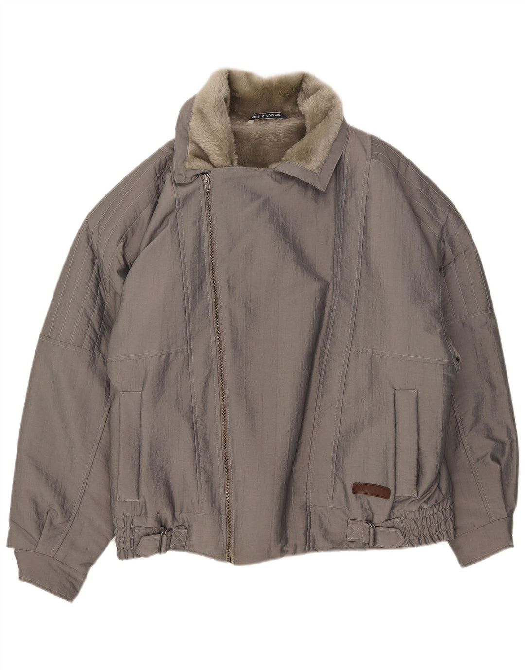 Giubbotto bomber sherpa da uomo vintage UK 40 grande grigio