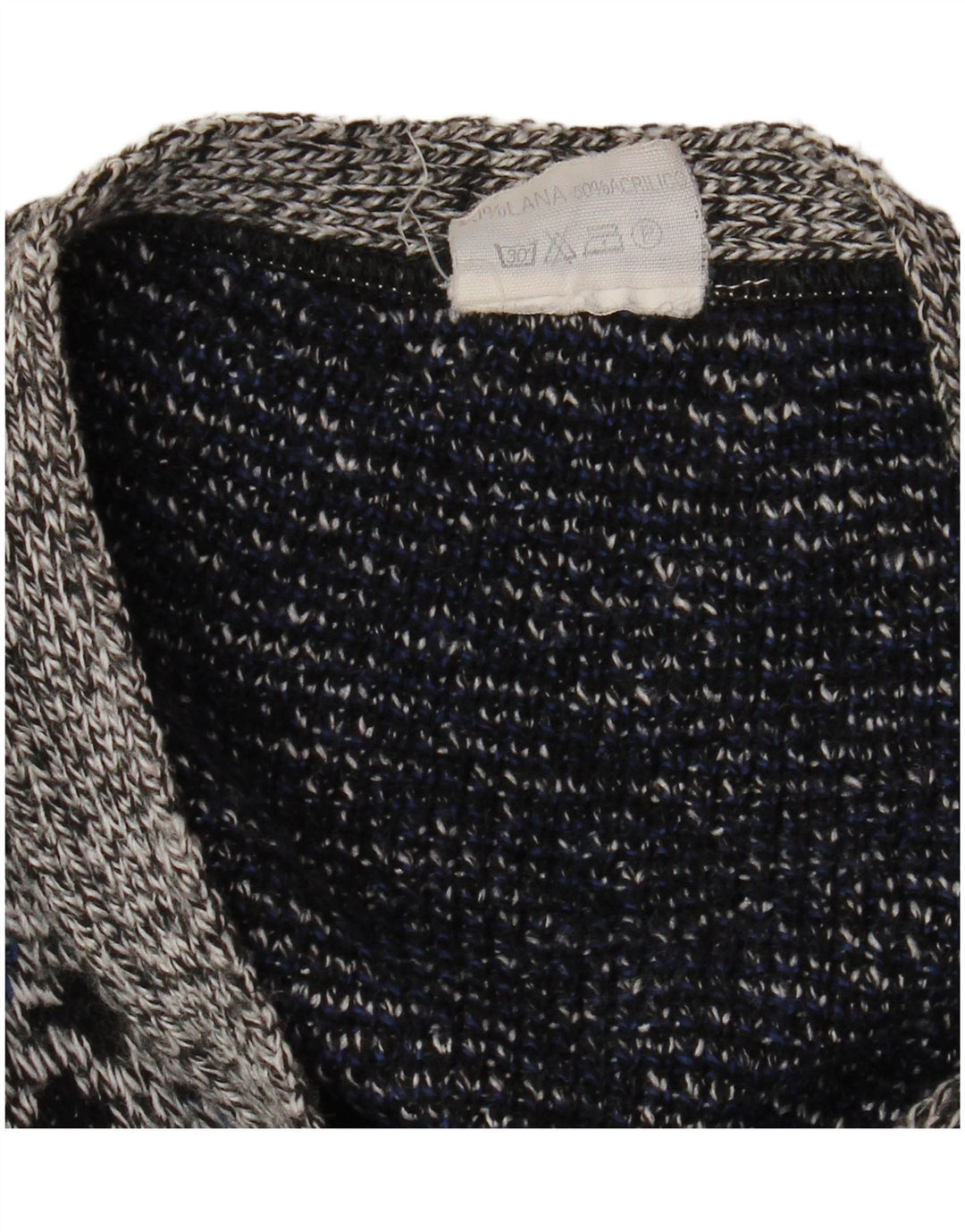 Maglione cardigan da uomo VINTAGE XL lana geometrica grigia