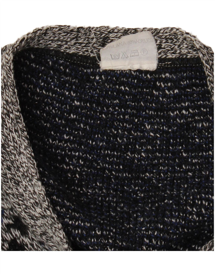 Maglione cardigan da uomo VINTAGE XL lana geometrica grigia