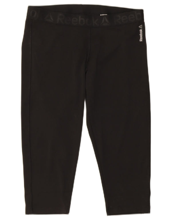 Leggings Capri Reebok da donna UK 16/18 Large Nero Poliestere
