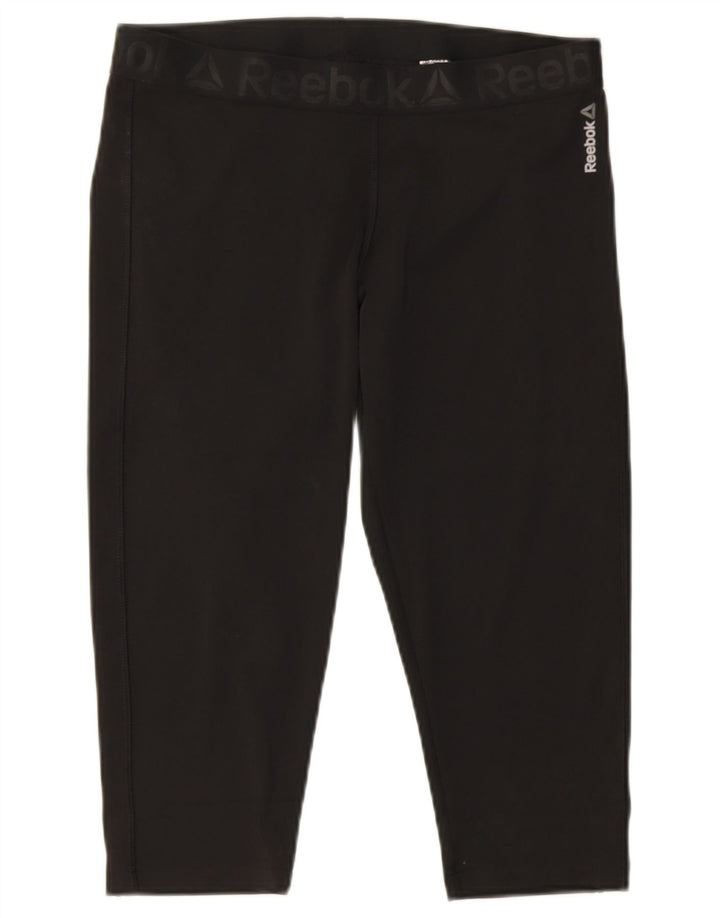 Leggings Capri Reebok da donna UK 16/18 Large Nero Poliestere