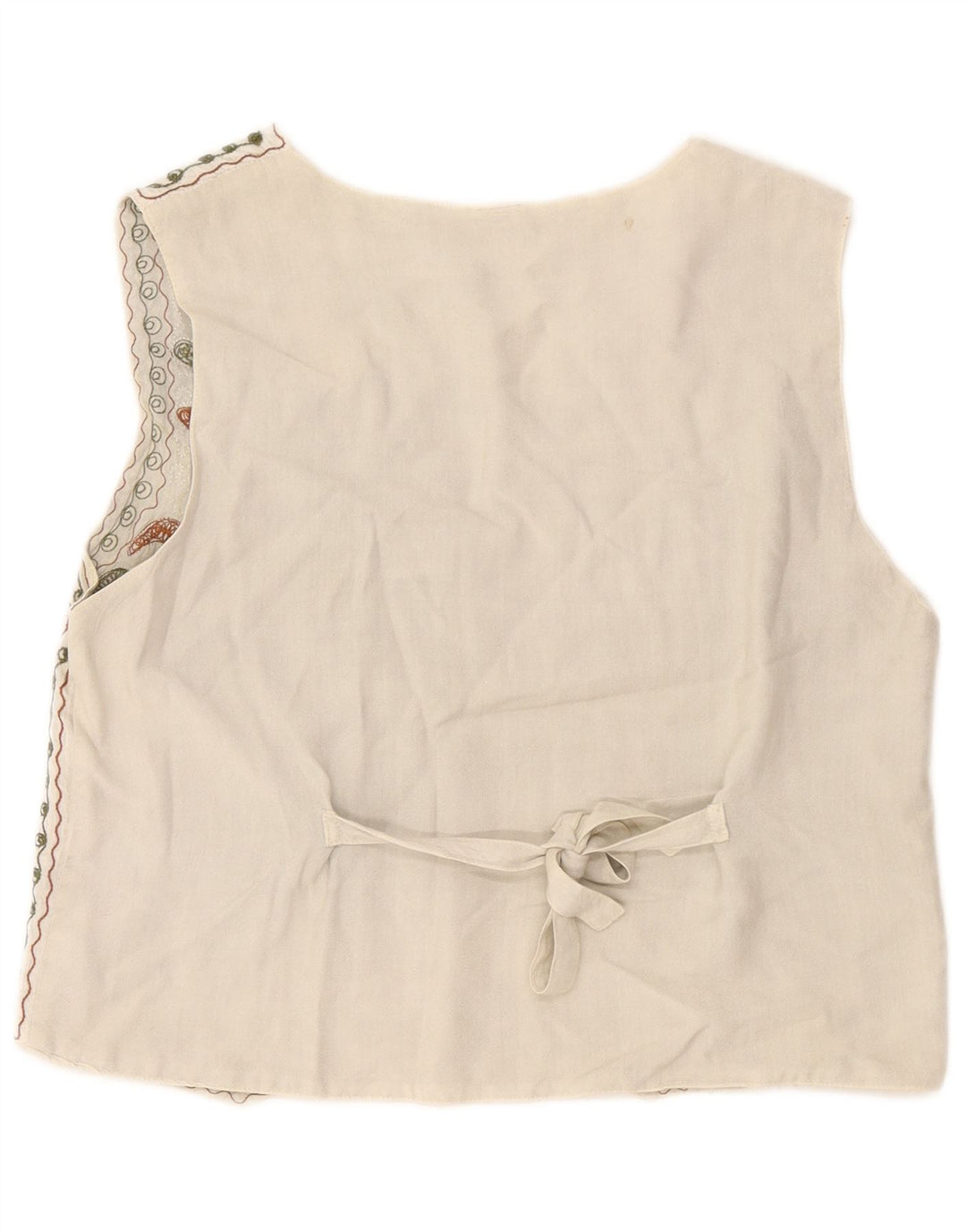 Gilet vintage da donna con motivo astratto, taglia unica, in rayon bianco