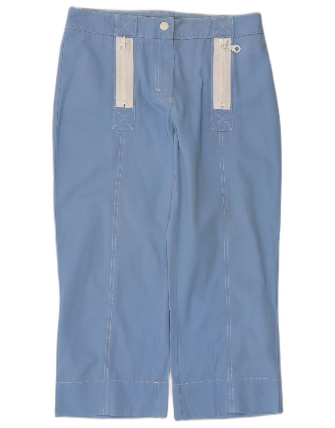 Pantaloni corti dritti da donna Benetton W30 L23 in cotone blu