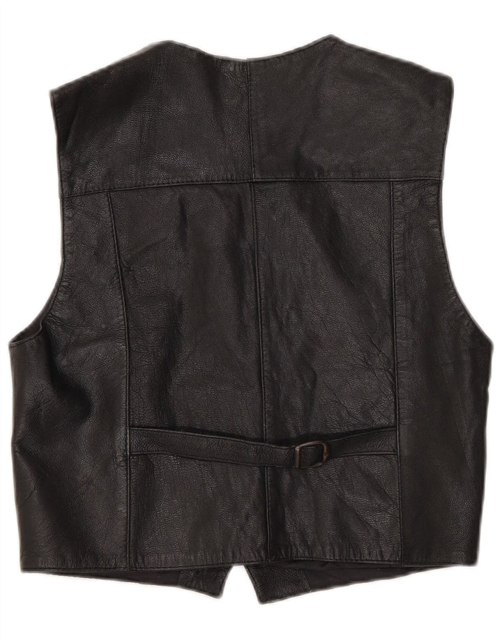 Gilet in pelle vintage da ragazzo 8-9 anni nero