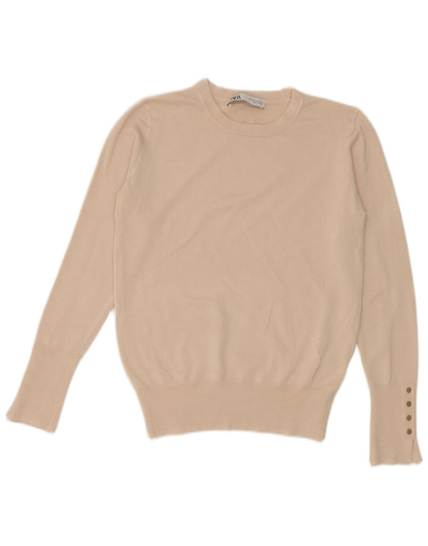 Maglione corto da uomo con scollo a barca Zara UK 12 Viscosa beige medio