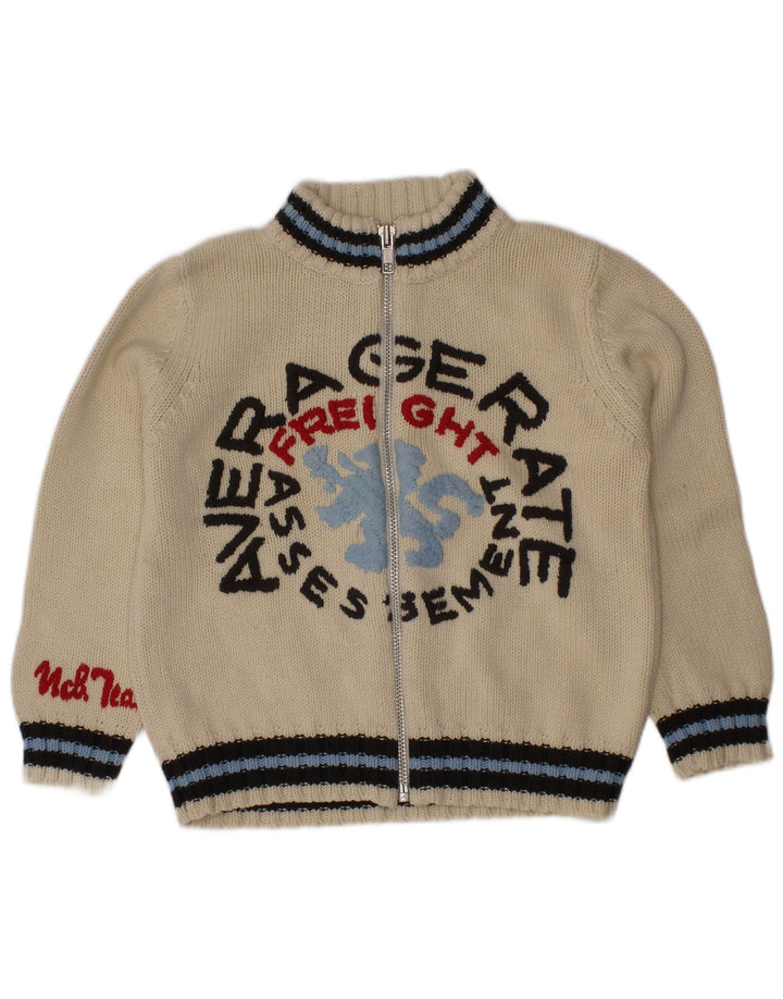 Maglione Cardigan Grafico Benetton Bambino 3-4 Anni Beige