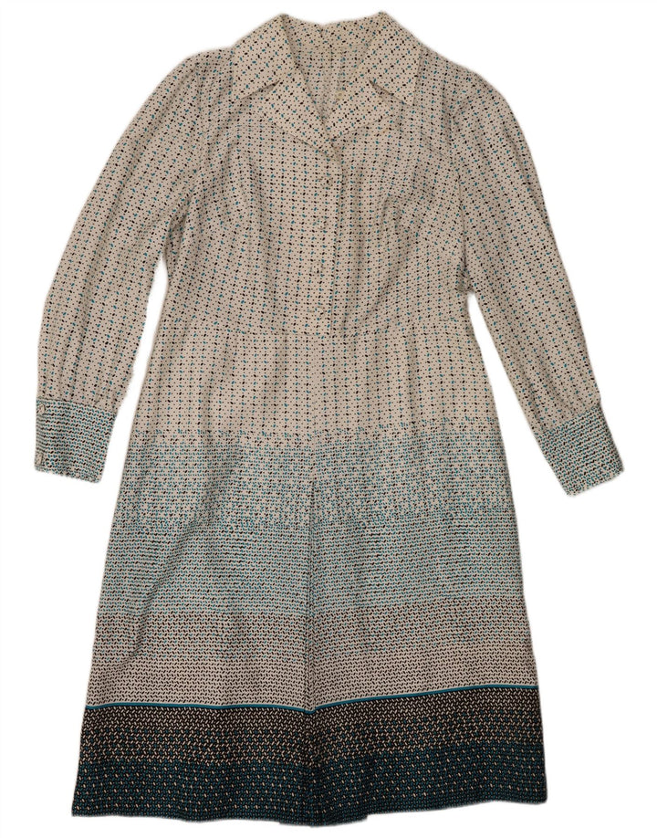 Abito camicia pullover vintage da donna IT 48 XL maculato multicolore