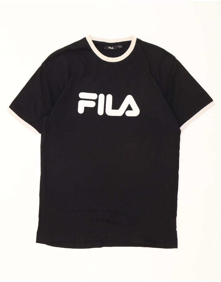 T-shirt grafica da uomo Fila Top XL in cotone nero