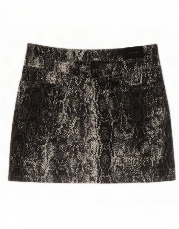 Minigonna Zara da donna grande W32 nera con stampa animalier