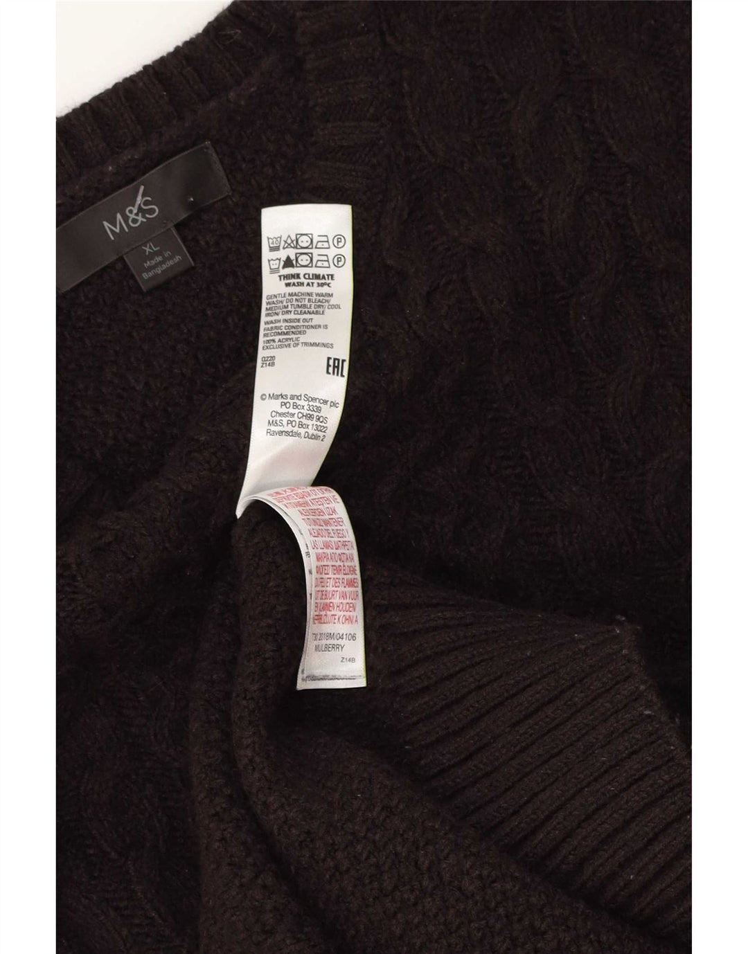 Maglione maglione girocollo da uomo Marks & Spencer XL acrilico marrone