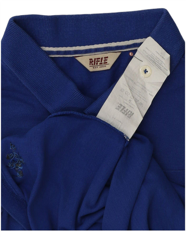 Polo da uomo Rifle in cotone blu medio
