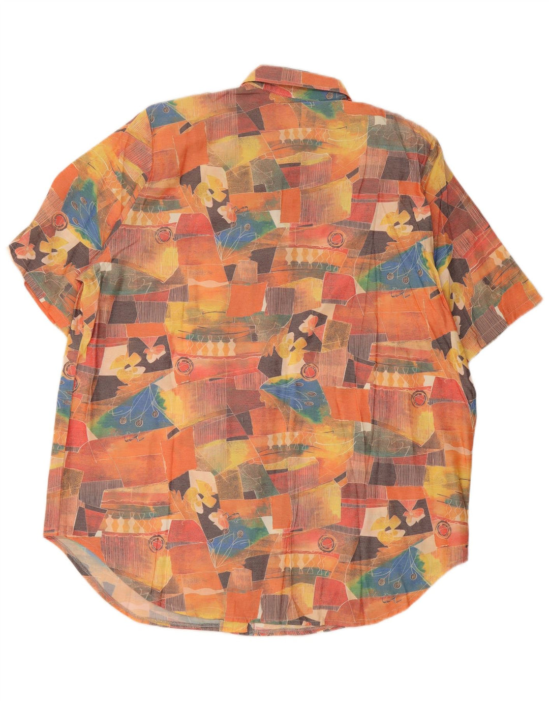 Camicia a maniche corte vintage da donna con motivo astratto UK 20 2XL multicolore