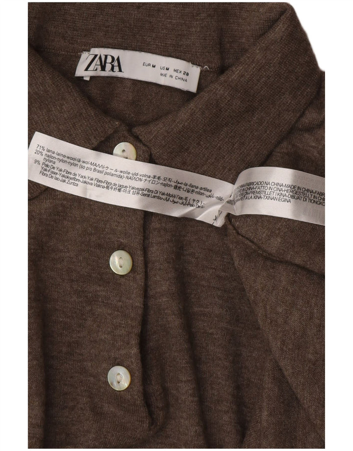 Maglione ZARA da donna con collo alto in lana marrone medio