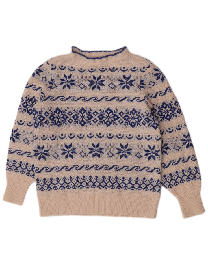 Maglione maglione collo alto da donna Monsoon UK 12 Medio Bianco Fair Isle