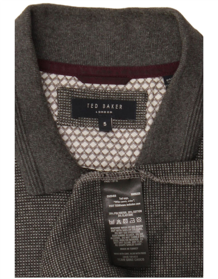 Polo da uomo a maniche lunghe TED BAKER London taglia 5 XL in cotone grigio