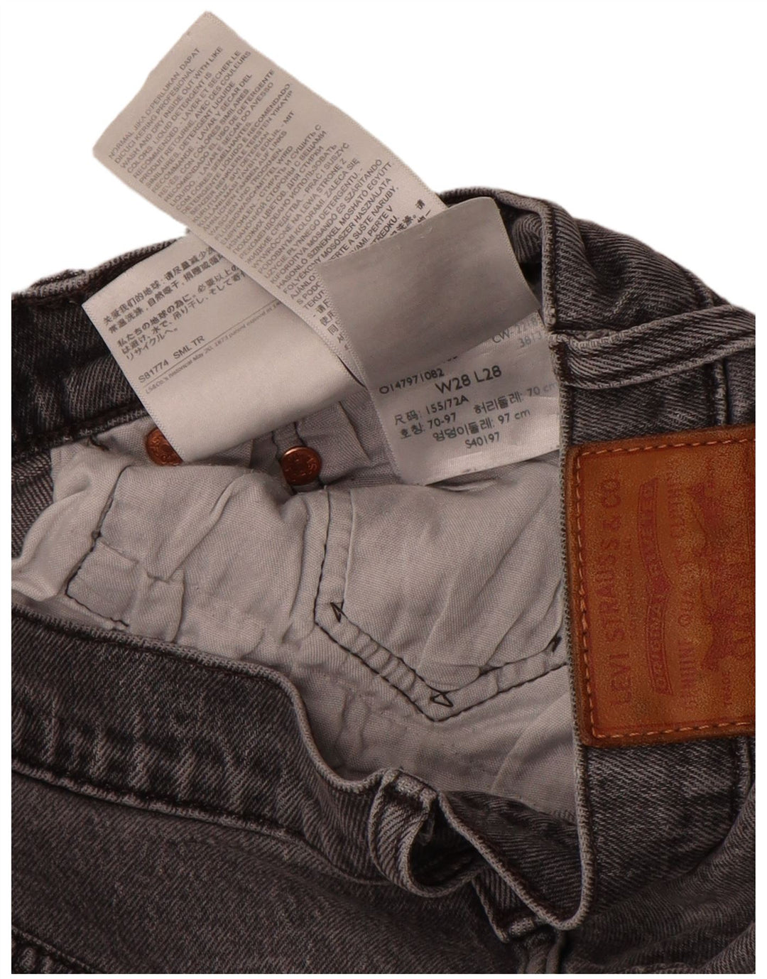Jeans dritti Levi's 501 da donna W28 L28 cotone grigio