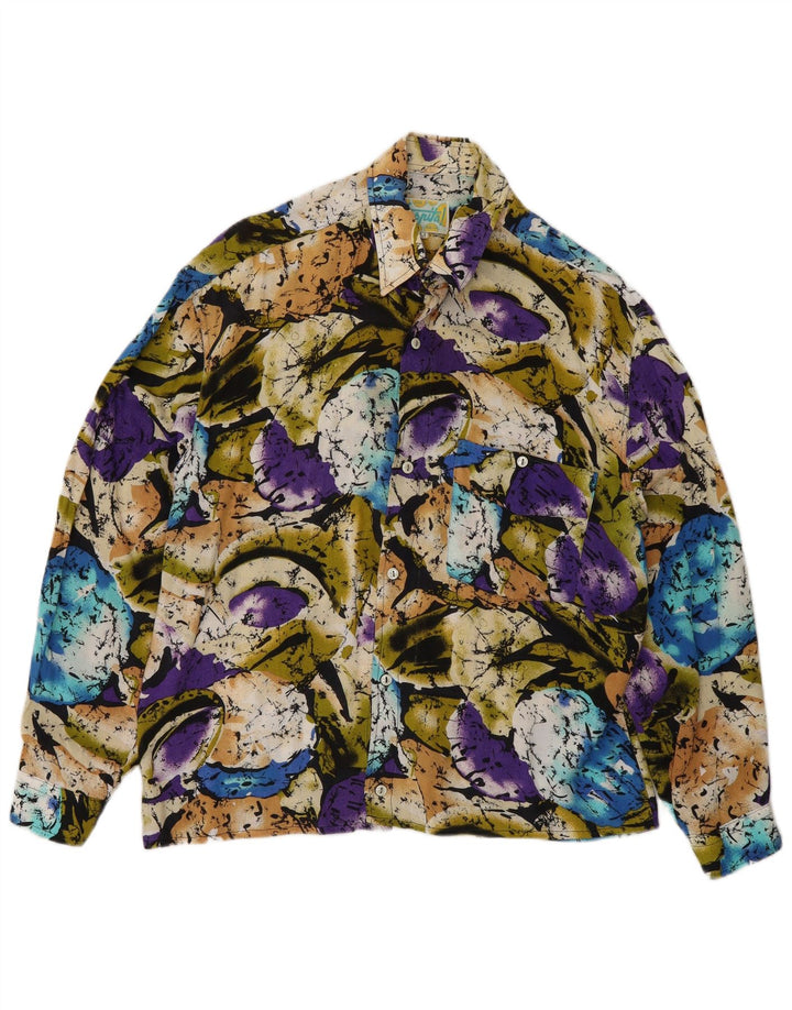 Camicia vintage da uomo con motivo astratto, media, multicolore