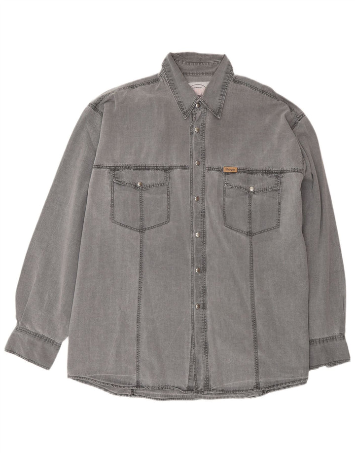 Camicia di jeans da uomo Wrangler XL in cotone grigio