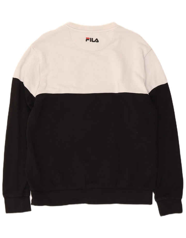Felpa grafica da donna FILA Maglione UK 14 Medium Black Colourblock