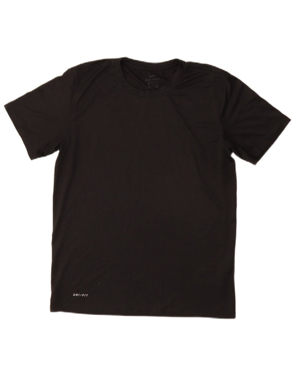 T-shirt Nike da uomo Dri Fit, top in poliestere nero medio