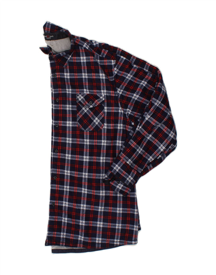 VINTAGE Mens Flannel Shirt XL Navy Blue Check Polyester Vintage Vintage and Second-Hand Vintage from Messina Hembry 