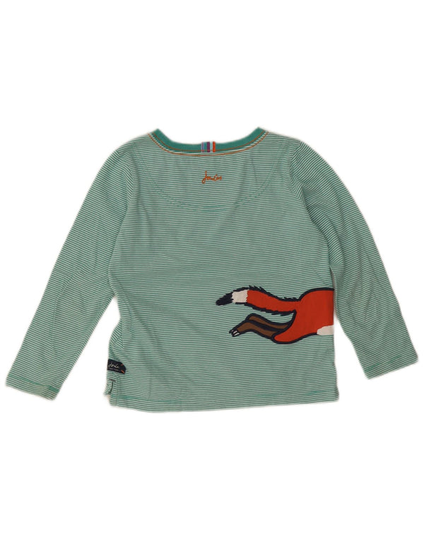 Joules Top grafico per ragazze a maniche lunghe 4-5 anni in cotone a righe verdi