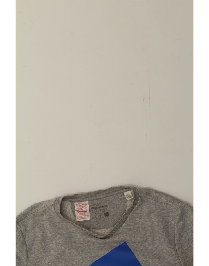 ADIDAS Boys Graphic Sweatshirt Jumper 13-14 Years Grey Cotton Vintage Adidas and Second-Hand Adidas from Messina Hembry 