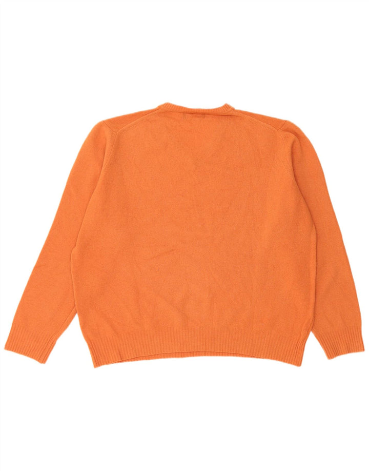 Maglione ZARA da uomo con scollo a V XL in lana arancione
