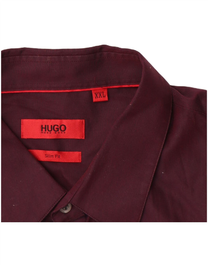 Camicia slim fit da uomo Hugo Boss 2XL cotone bordeaux