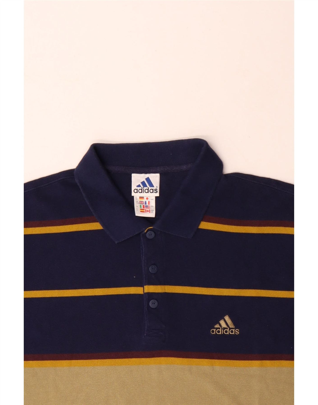 Polo ADIDAS da uomo UK 44/46 Large blu navy in cotone color block