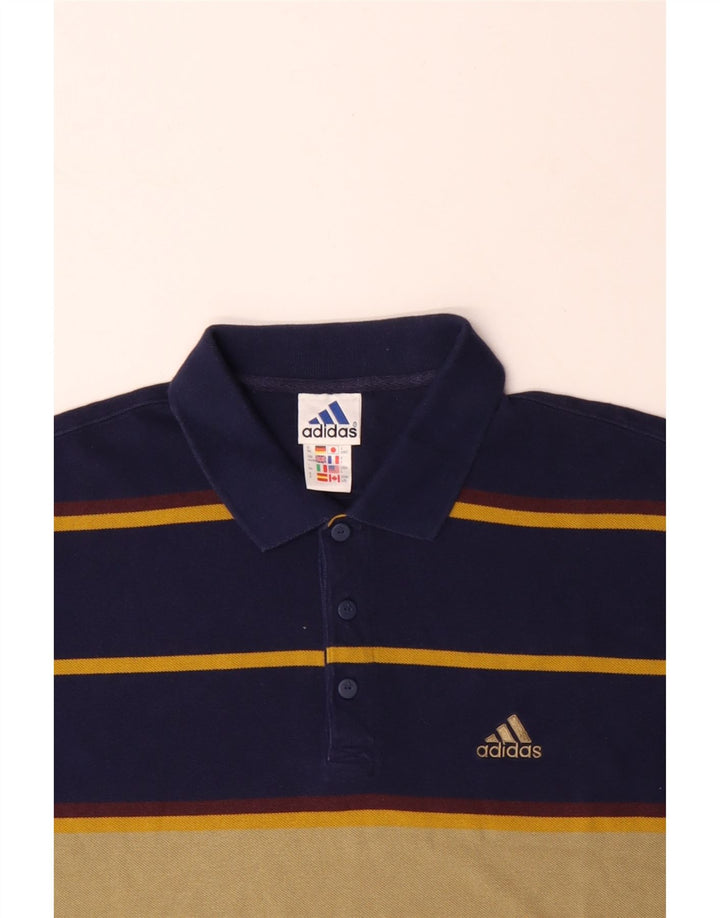 Polo ADIDAS da uomo UK 44/46 Large blu navy in cotone color block