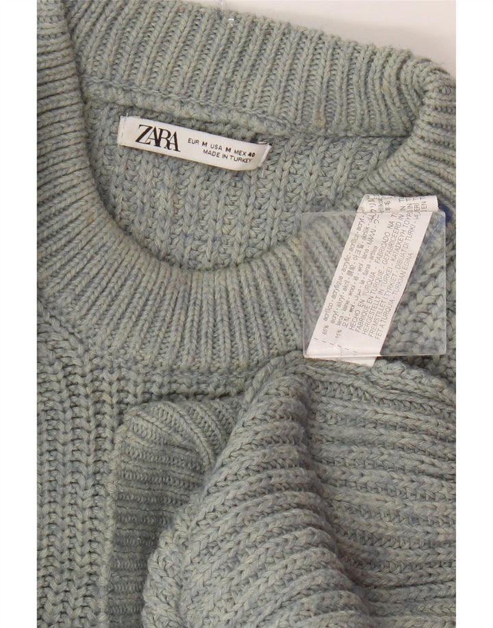 Maglione girocollo da uomo Zara in acrilico blu medio chiazzato