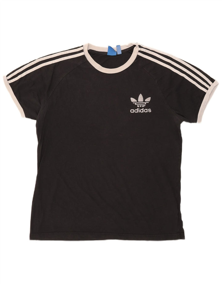 T-shirt da uomo Adidas Top Large nera in cotone color block