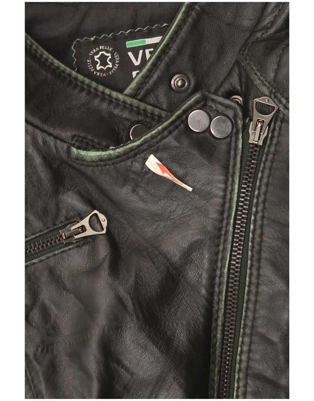 Giacca da motociclista in pelle da donna vintage IT 44 pelle nera media