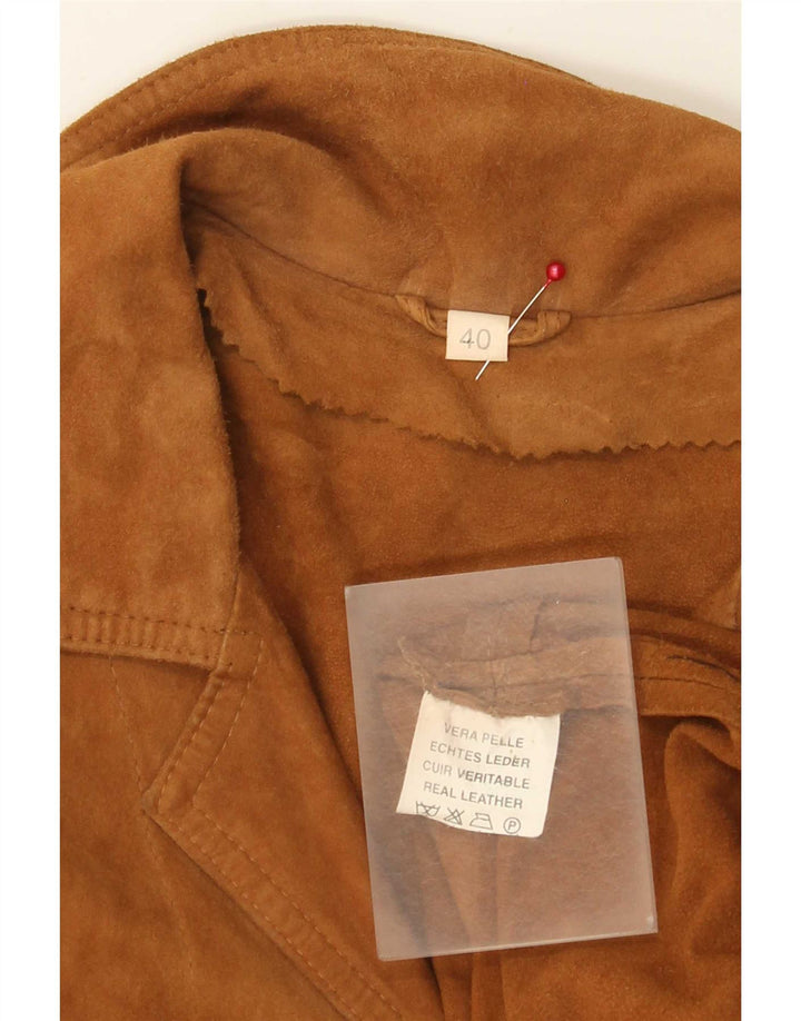 Soprabito vintage da donna in pelle scamosciata EU 40 in pelle beige medio