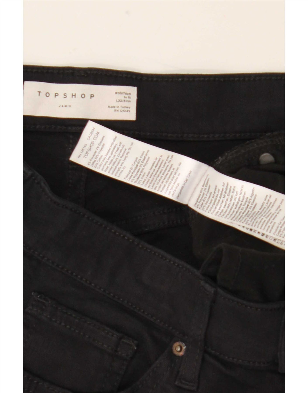 Jeans skinny da donna Topshop W30 L32 poliestere nero
