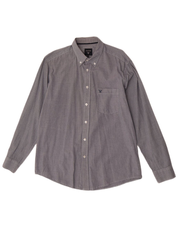 Camicia da uomo James Pringle in cotone pied de poule medio blu navy