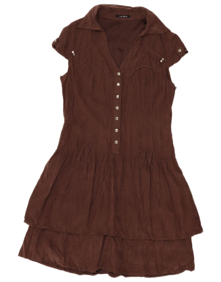 VINTAGE Womens A-Line Dress EU 38 Medium Brown Polyester