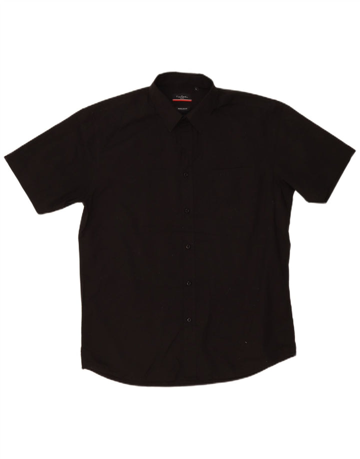 Camicia da uomo a maniche corte Regular Fit Pierre Cardin grande poliestere nero